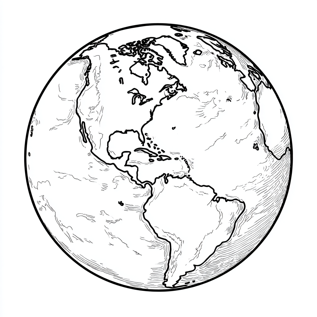 Earth Day coloring page – Earth Easy Drawing Ultra-simple Eart
