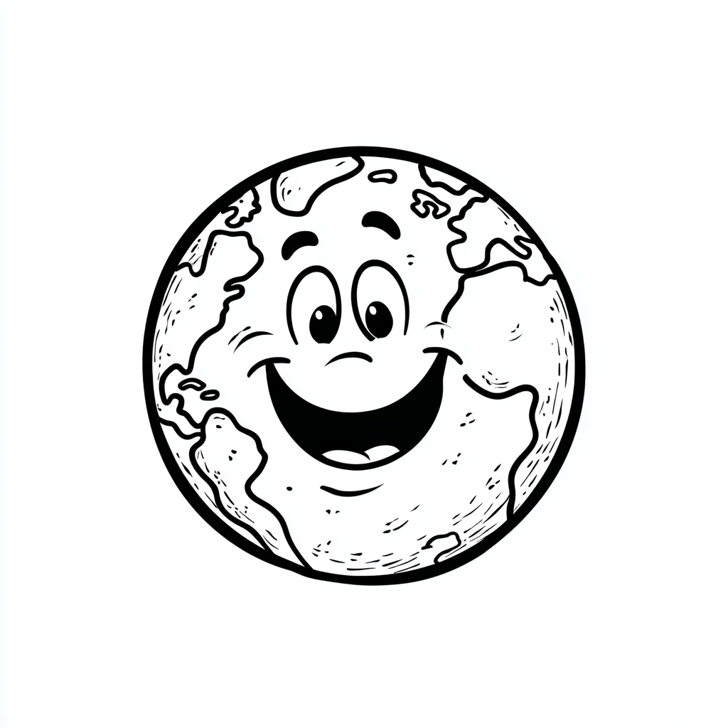 Earth Day coloring page – Planet Earth Simple Line Art Of Eart