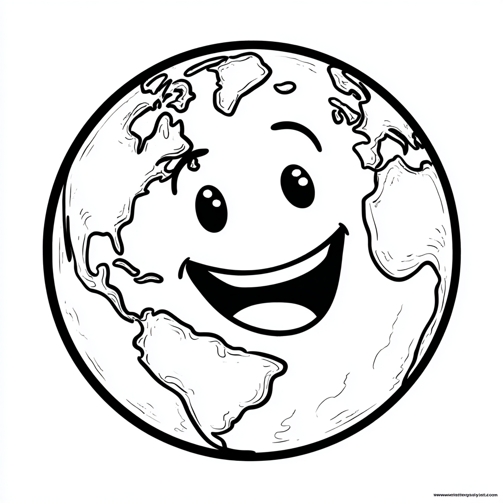 Earth Day coloring page – Planet Earth Simple Line Art Of Eart