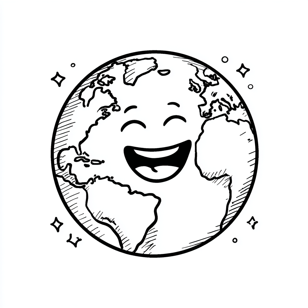 Earth Day coloring page – Planet Earth Simple Line Art Of Eart