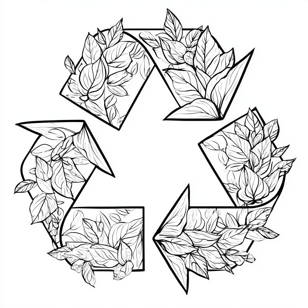 Earth Day coloring page – Recycle Symbol Recycling Symbol With