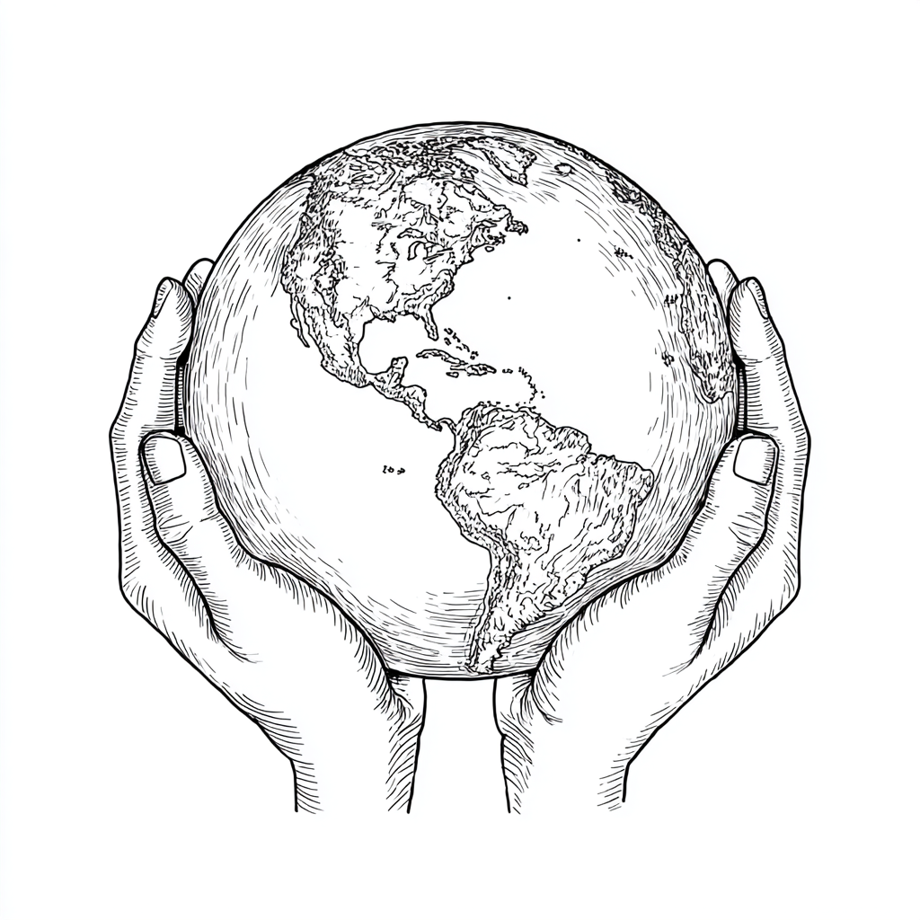 Earth Day coloring page – Save The Planet Hands Protecting The