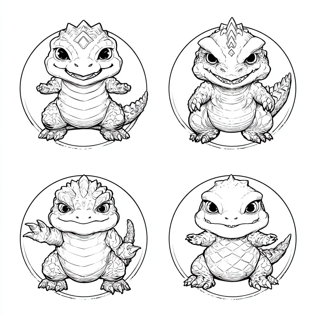 Godzilla coloring page – Baby Kaiju Tiny Adorable Kaiju Inspir