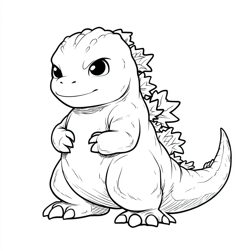 Godzilla coloring page – Chibi Godzilla Adorable Small Proport