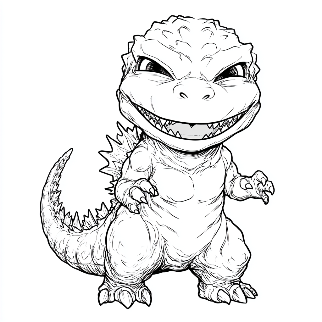 Godzilla coloring page – Chibi Godzilla Adorable Small Proport