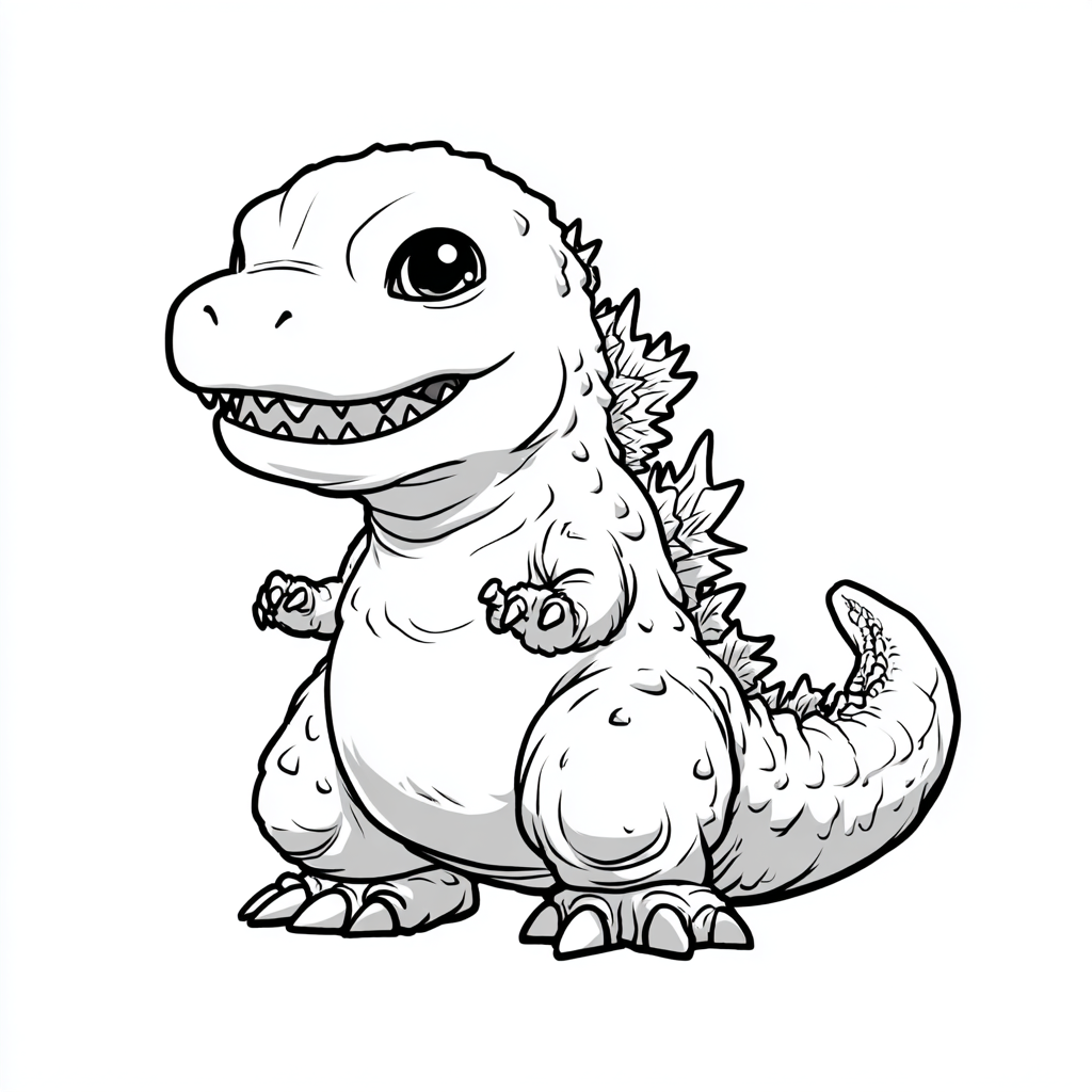 Godzilla coloring page – Chibi Godzilla Adorable Small Proport