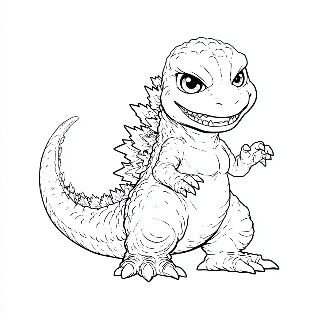 Godzilla coloring page – Chibi Godzilla Adorable Small Proport