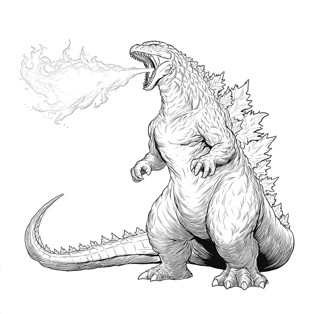 Godzilla coloring page – Godzilla Breathing Fire Simplified Fl