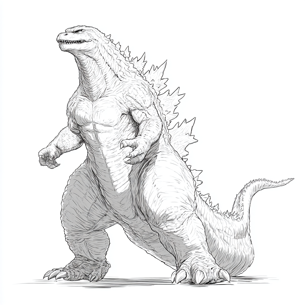 Godzilla coloring page – Godzilla Standing Simple Frontal Pose