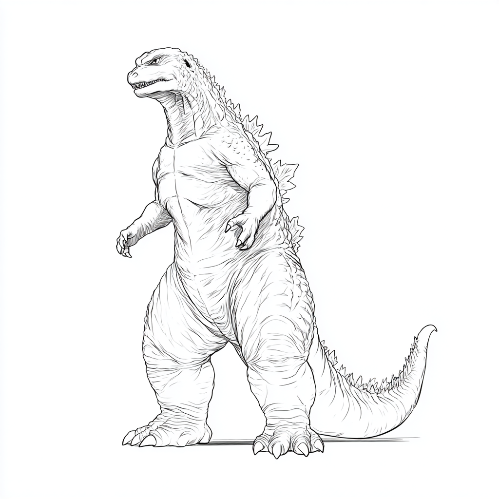 Godzilla coloring page – Godzilla Standing Simple Frontal Pose