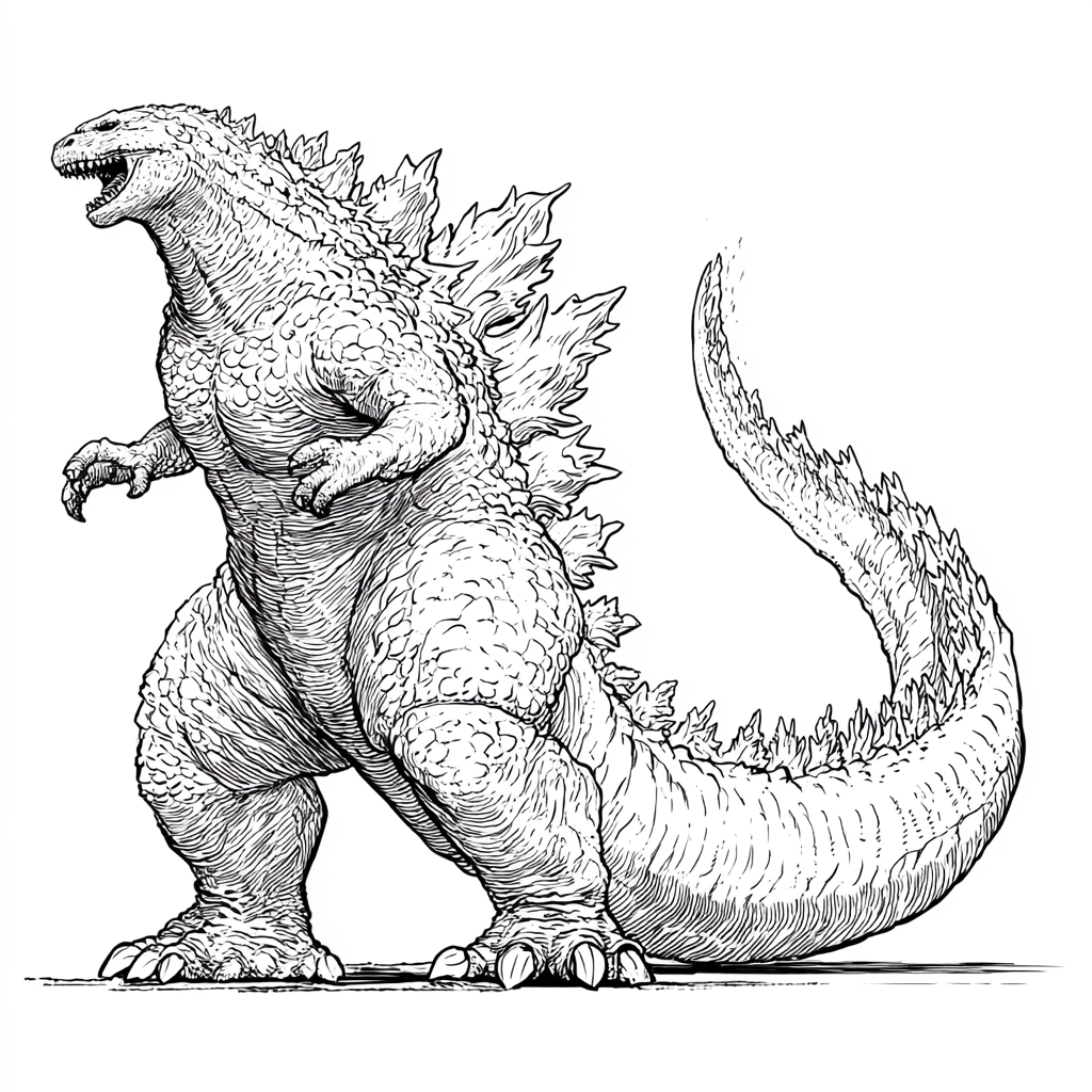 Godzilla coloring page – Godzilla Tail Swipe Dynamic Tail Moti