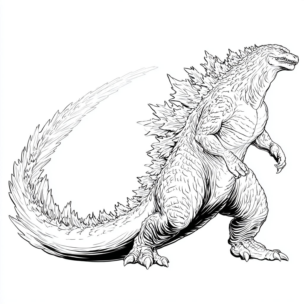 Godzilla coloring page – Godzilla Tail Swipe Dynamic Tail Moti
