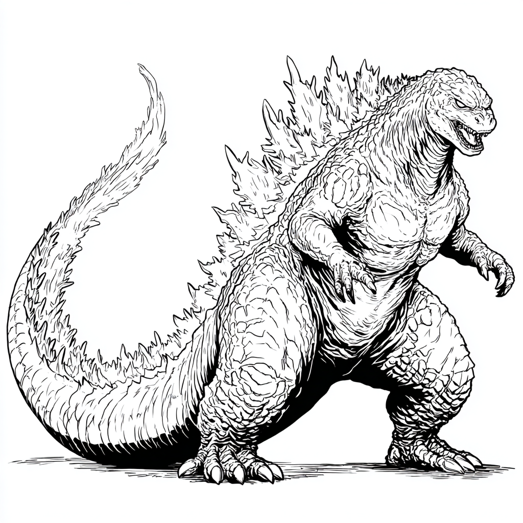 Godzilla coloring page – Godzilla Tail Swipe Dynamic Tail Moti