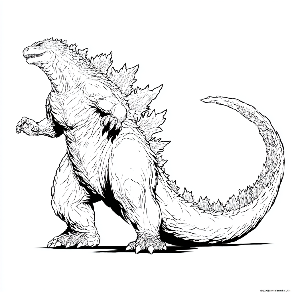 Godzilla coloring page – Godzilla Tail Swipe Dynamic Tail Moti