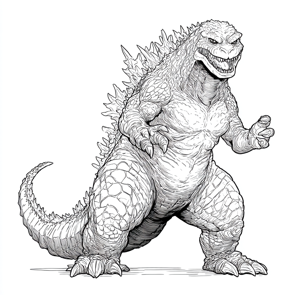 Godzilla coloring page – Kaiju Monster Classic Kaiju Stance Si