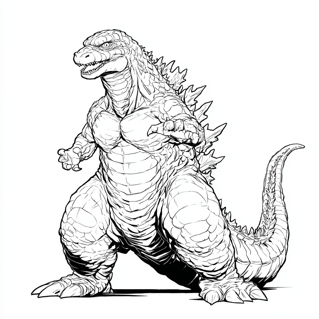 Godzilla coloring page – Kaiju Monster Classic Kaiju Stance Si