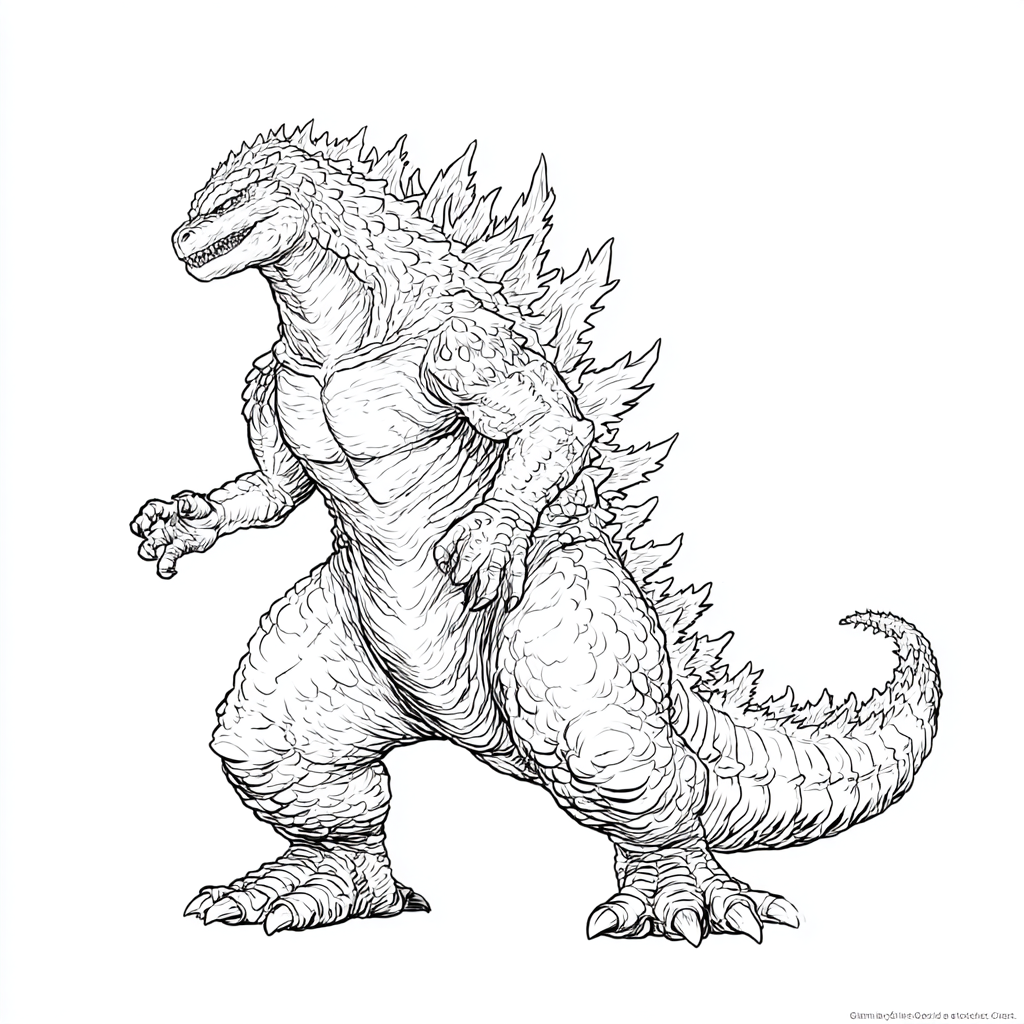 Godzilla coloring page – Kaiju Monster Classic Kaiju Stance Si