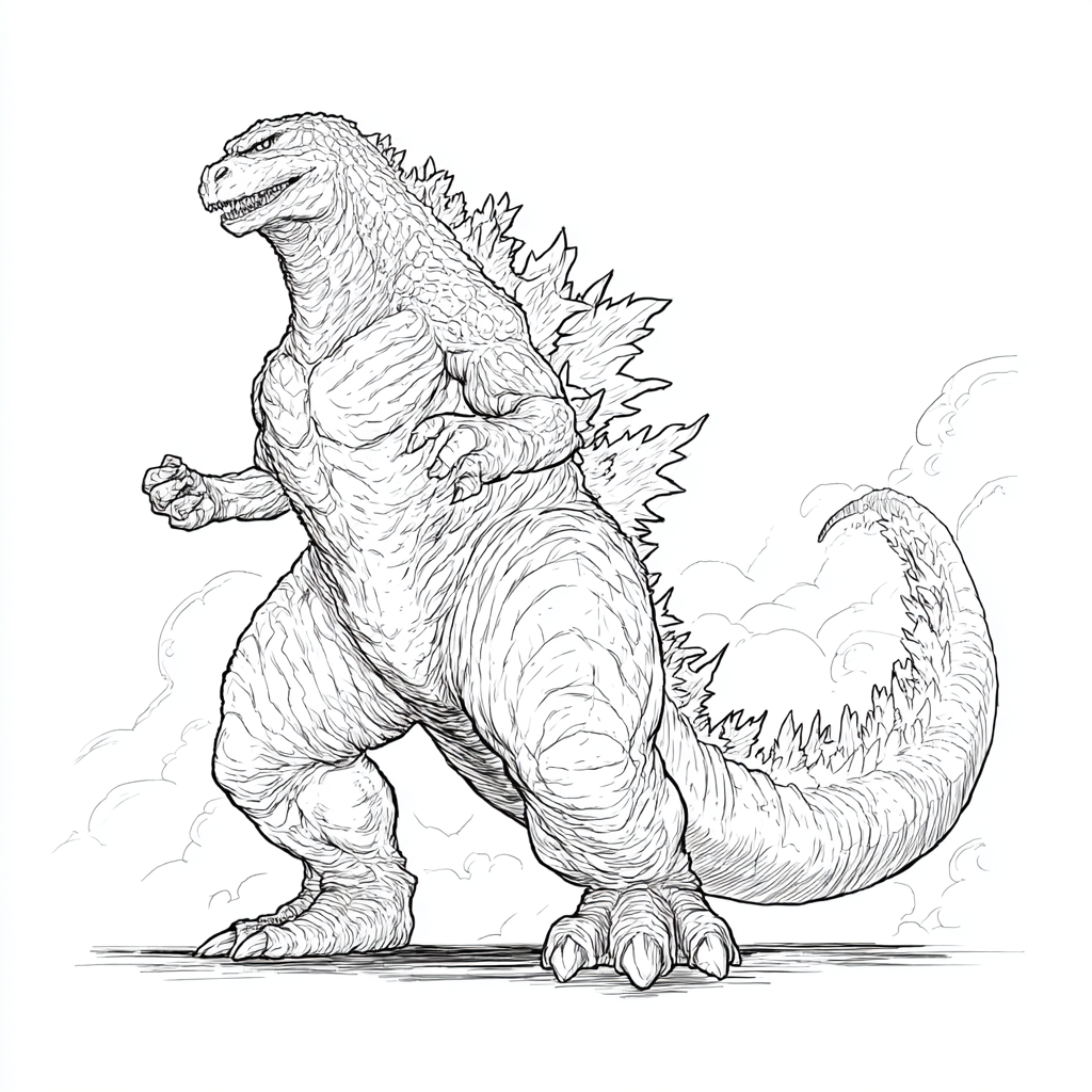 Godzilla coloring page – Kaiju Monster Classic Kaiju Stance Si