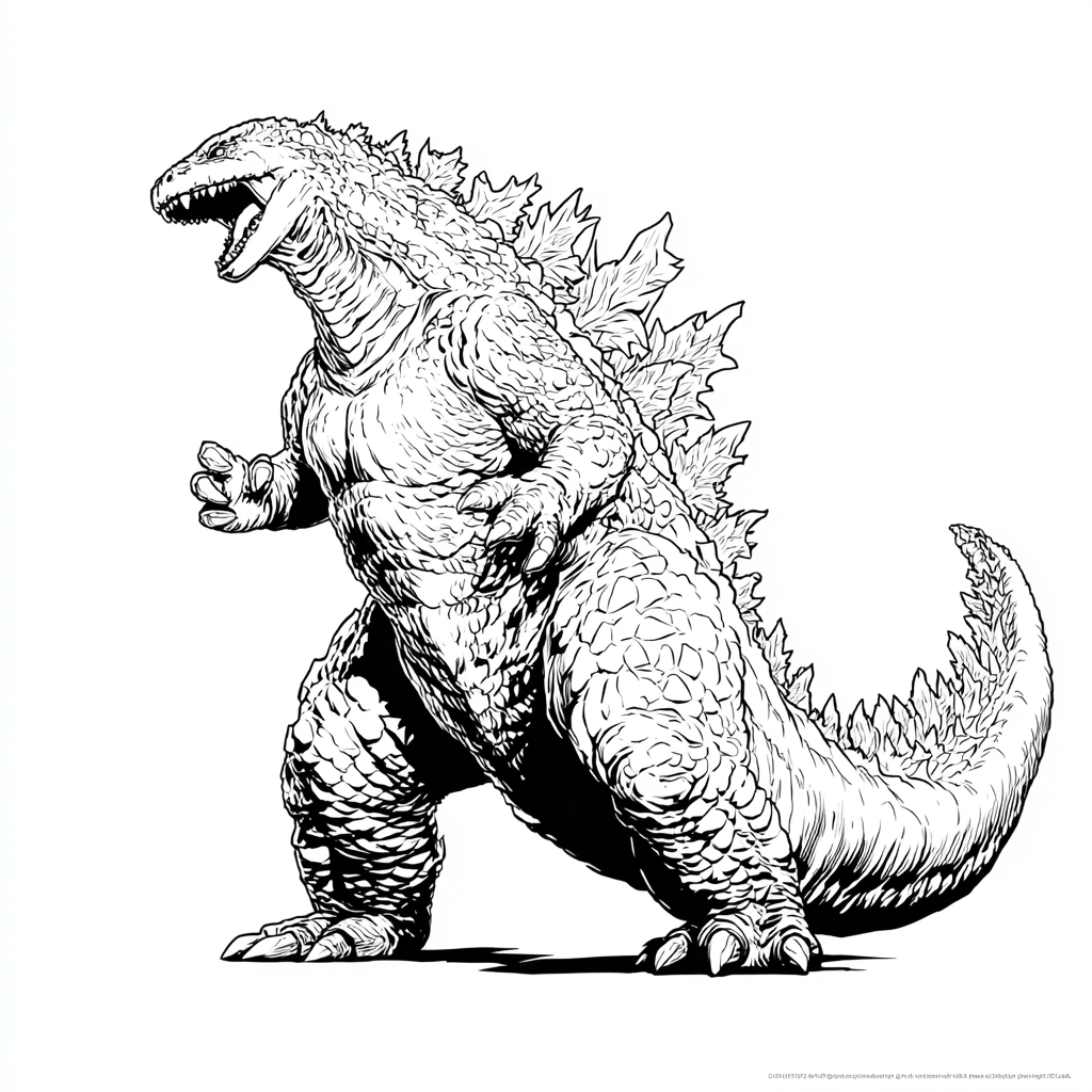 Godzilla coloring page – Roaring Godzilla Iconic Roaring Pose
