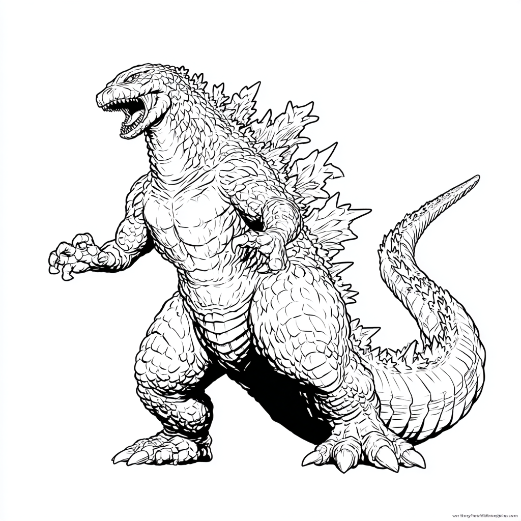 Godzilla coloring page – Roaring Godzilla Iconic Roaring Pose