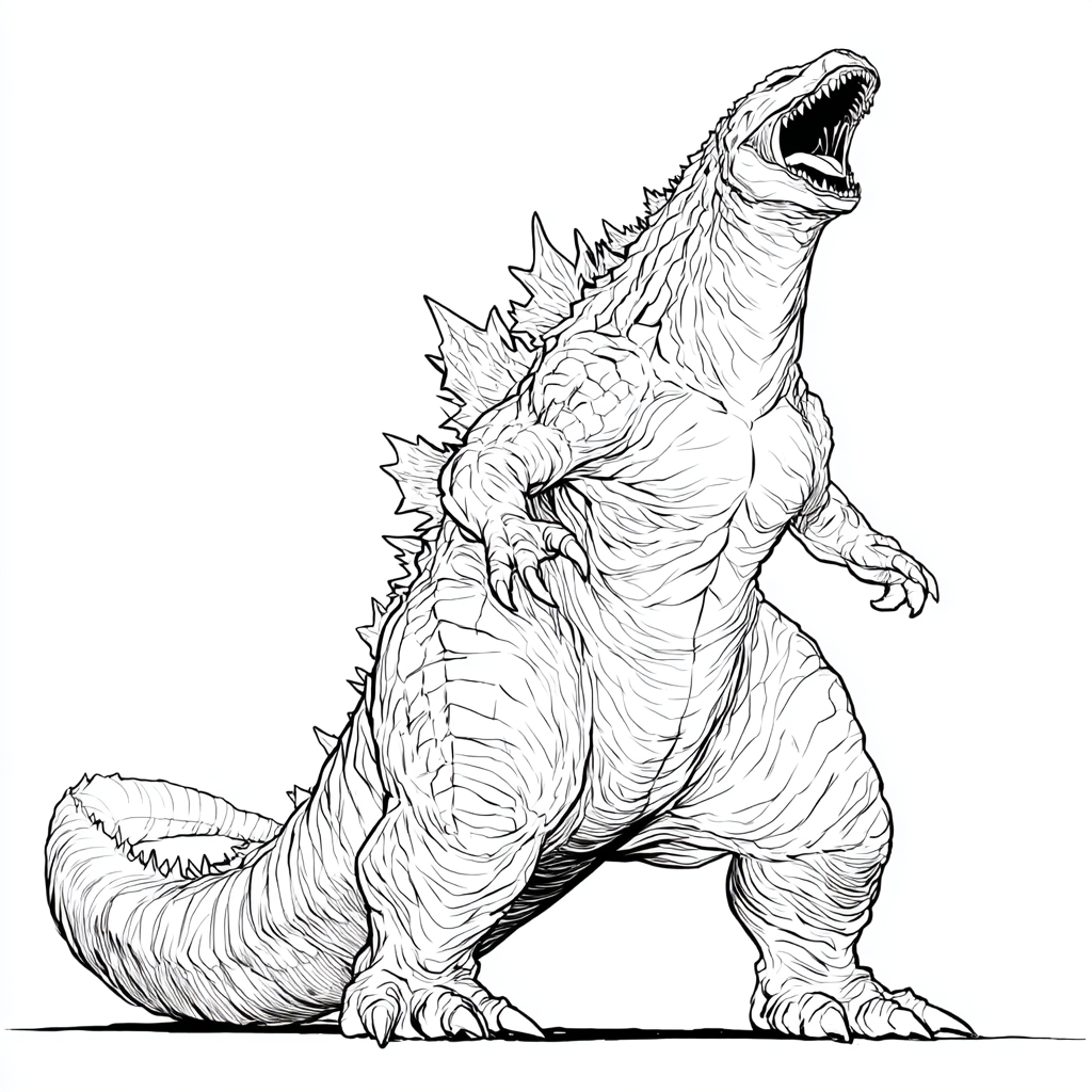 Godzilla coloring page – Roaring Godzilla Iconic Roaring Pose