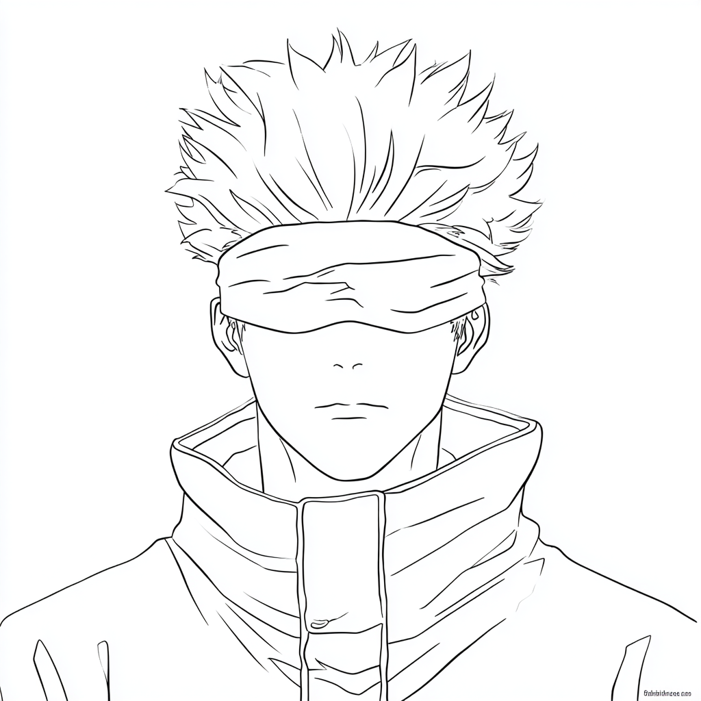 Gojo coloring page – Gojo With Blindfold Iconic Blindfold Look