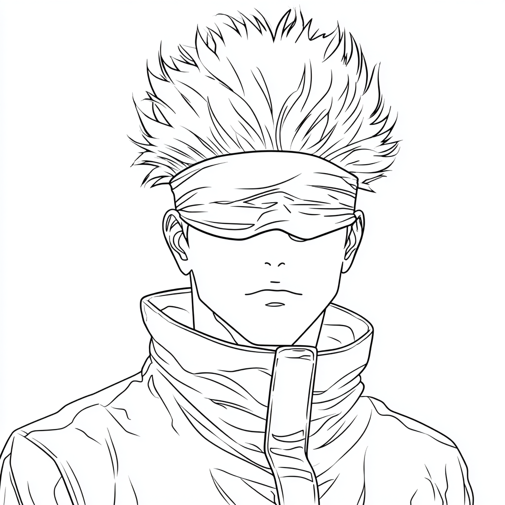 Gojo coloring page – Gojo With Blindfold Iconic Blindfold Look