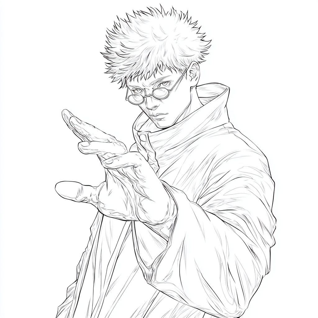 Gojo coloring page – Jujutsu Kaisen Coloring Gojo Using Infini