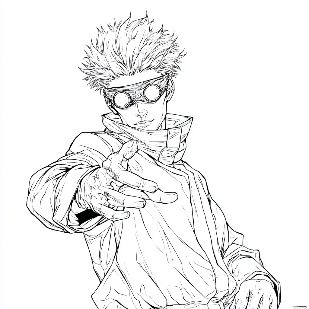 Gojo coloring page – Jujutsu Kaisen Coloring Gojo Using Infini