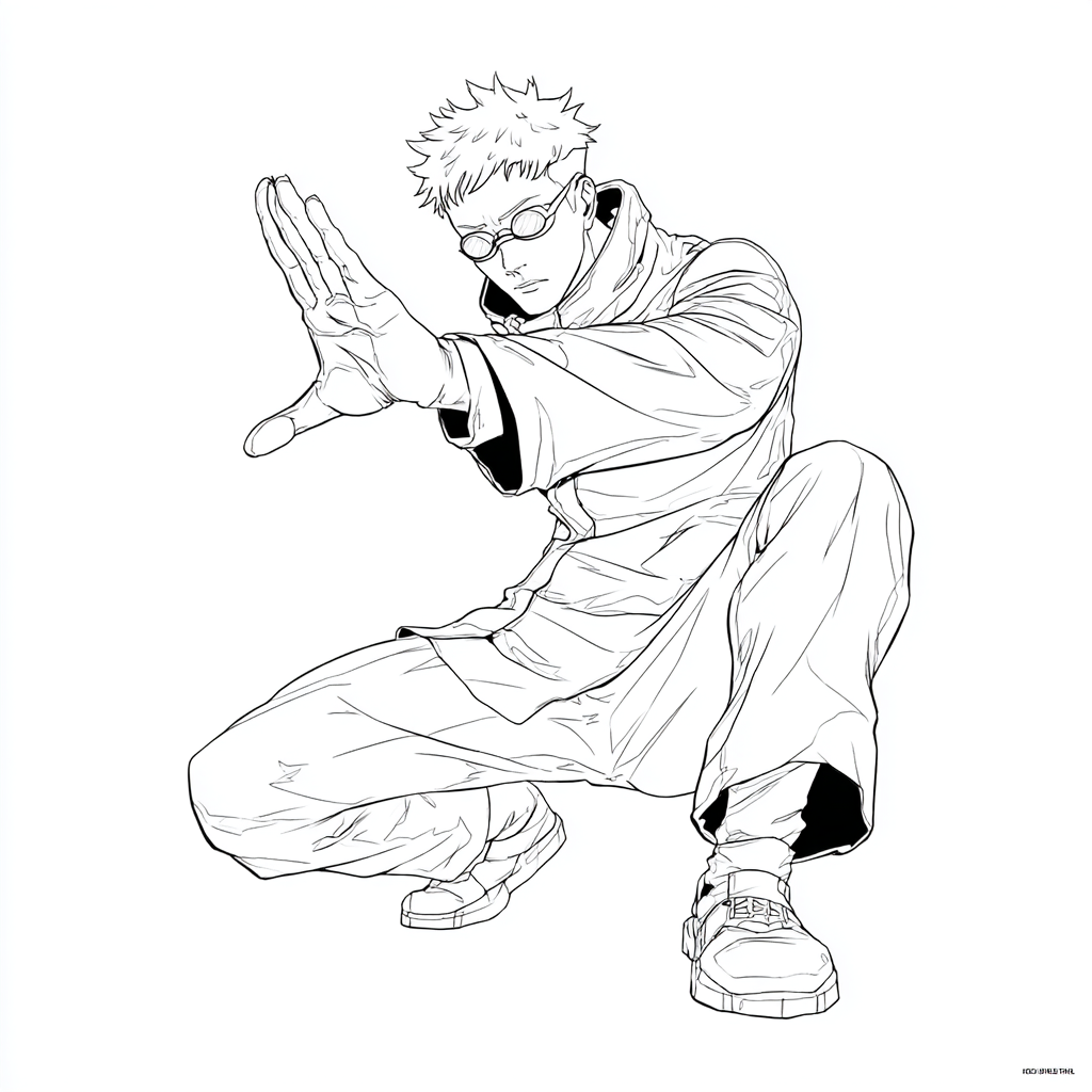 Gojo coloring page – Jujutsu Kaisen Coloring Gojo Using Infini