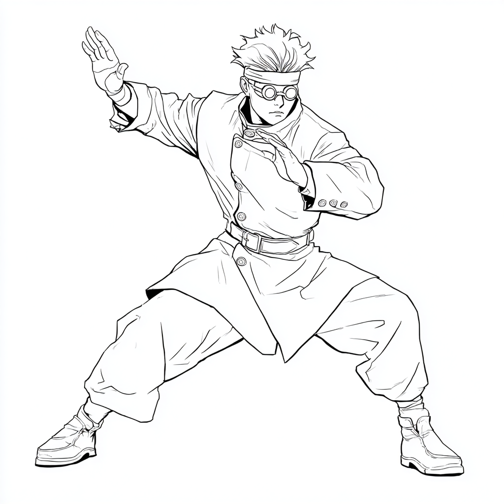 Gojo coloring page – Jujutsu Sorcerer Pose Gojo In Battle Stan
