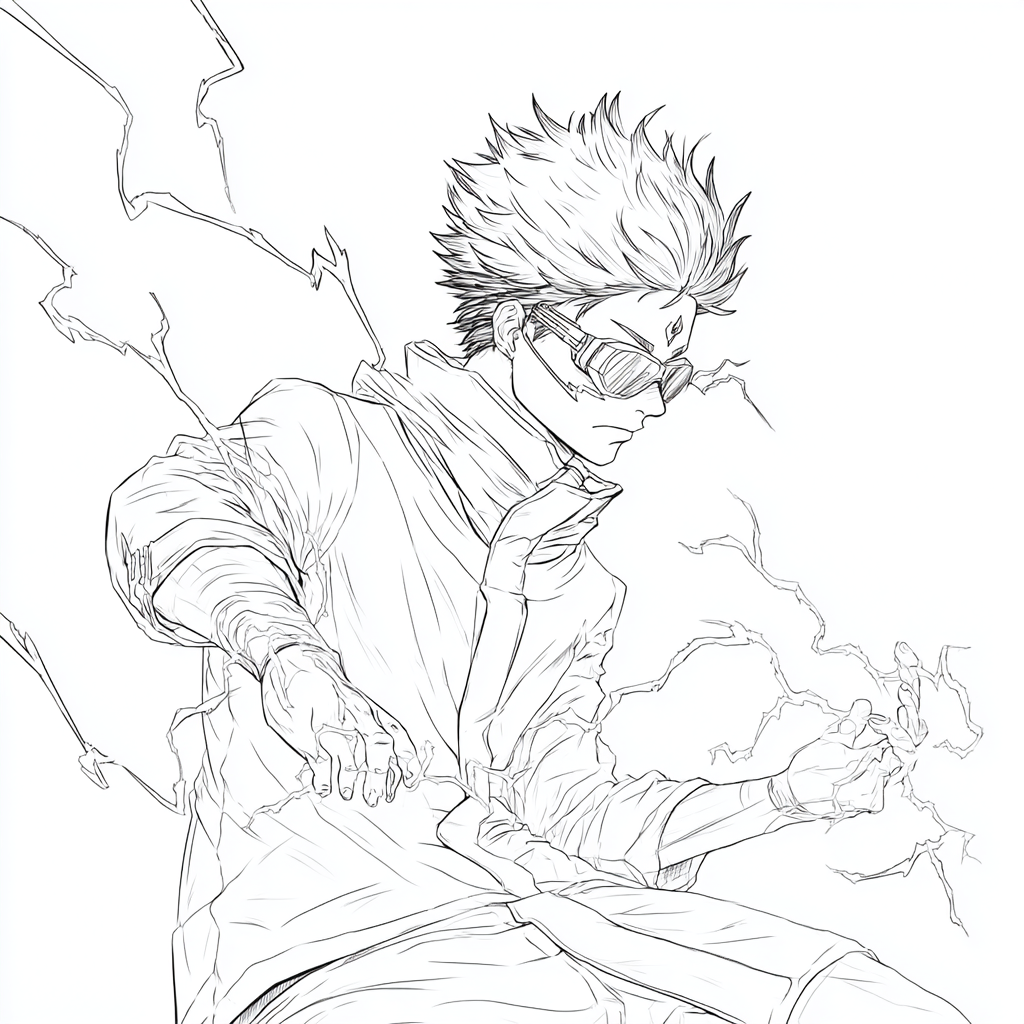 Gojo coloring page – Kaisen Coloring Line Art Stylized Anime L
