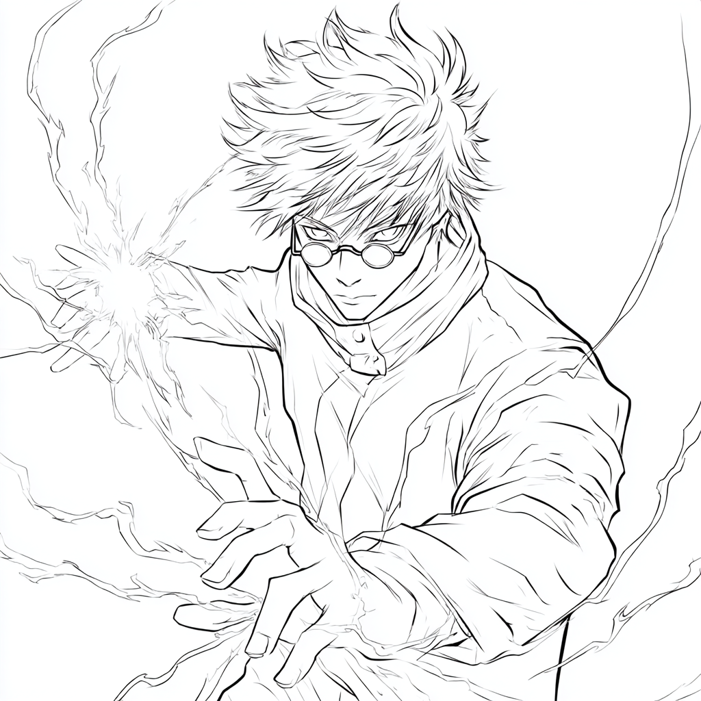 Gojo coloring page – Kaisen Coloring Line Art Stylized Anime L
