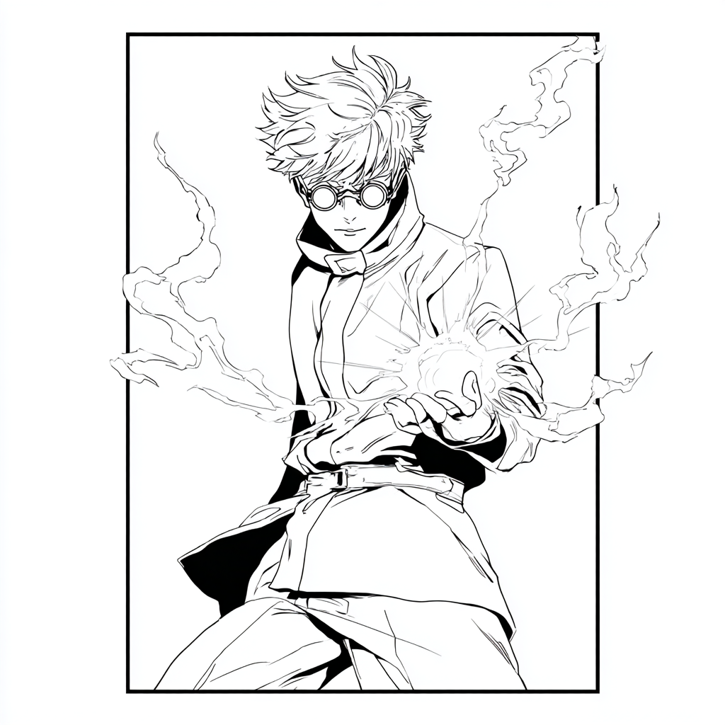 Gojo coloring page – Kaisen Coloring Line Art Stylized Anime L