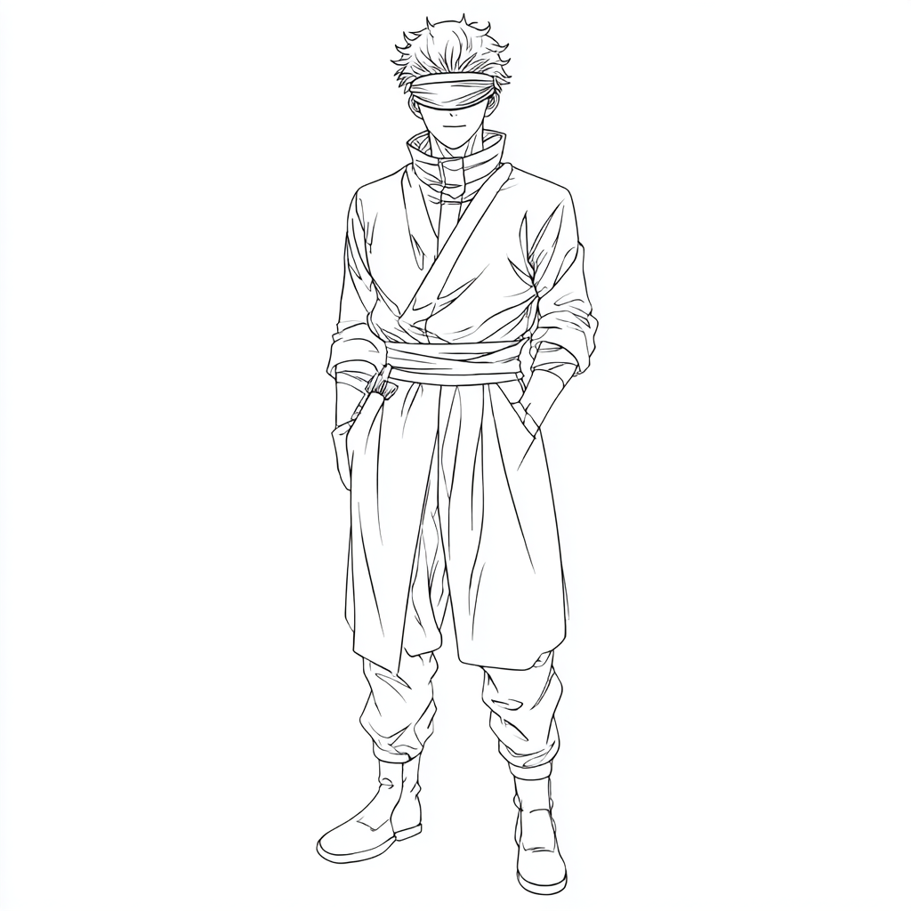 Gojo coloring page – Satoru Gojo Drawing Simple Line Art Of Sa