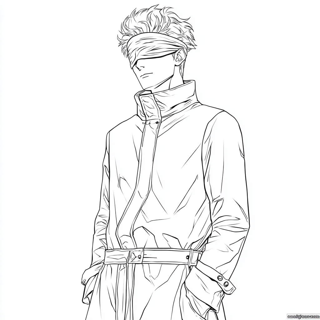 Gojo coloring page – Satoru Gojo Drawing Simple Line Art Of Sa