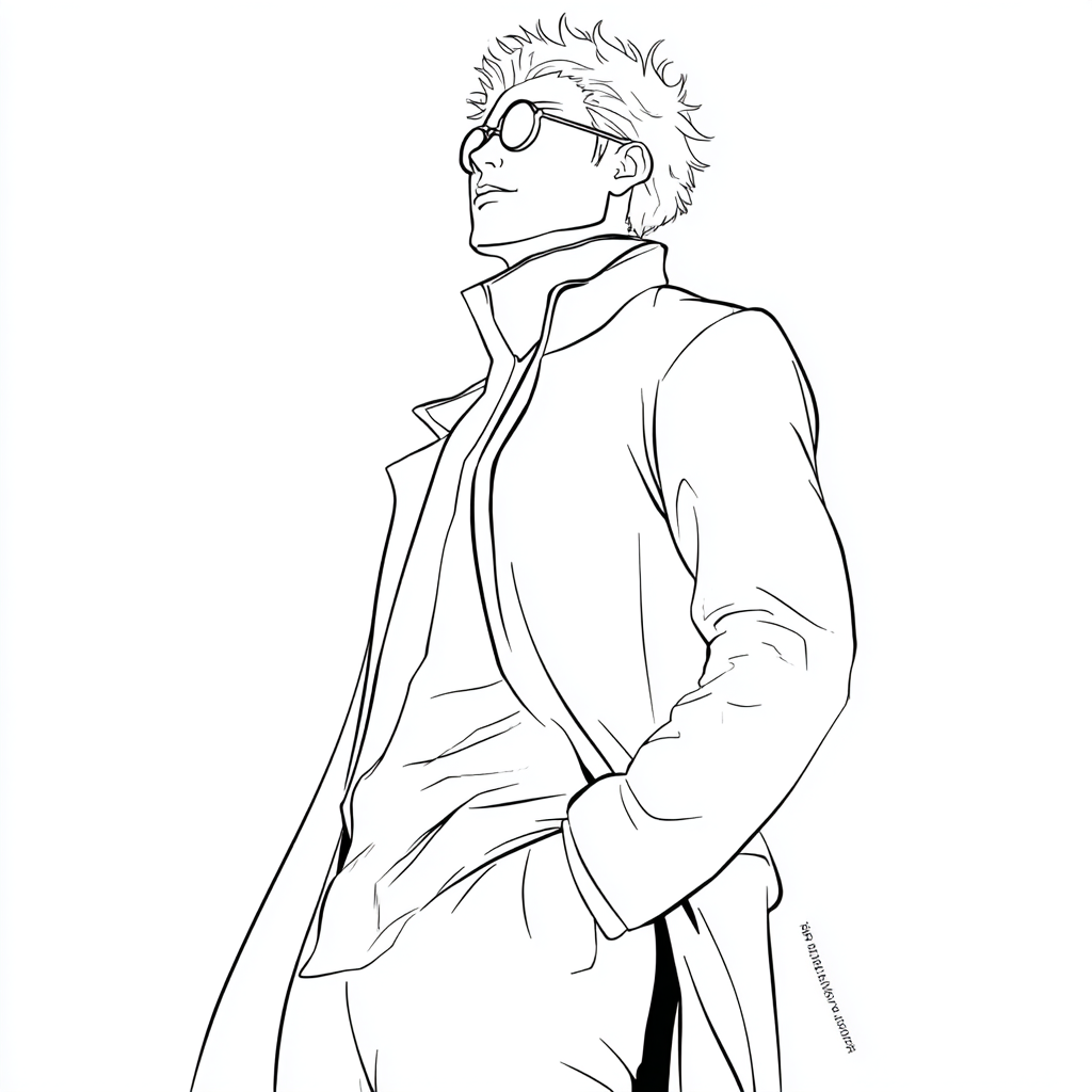 Gojo coloring page – Satoru Line Art Clean Minimalist Line Art