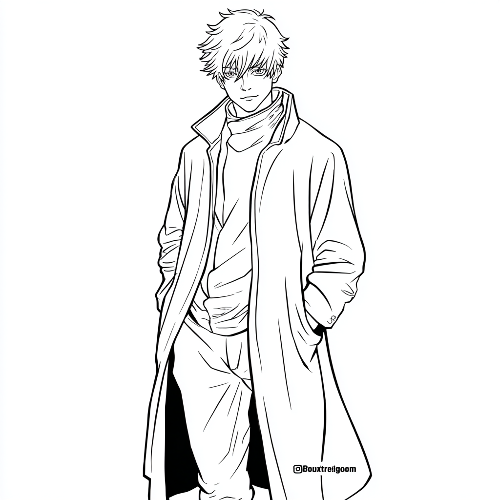 Gojo coloring page – Satoru Line Art Clean Minimalist Line Art