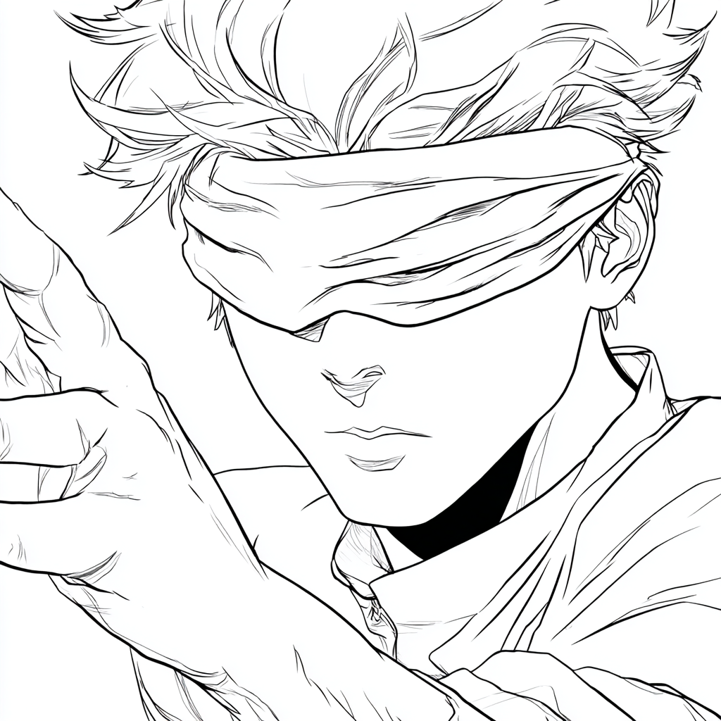 Gojo coloring page – Anime Coloring Gojo In Anime Pose With Bl