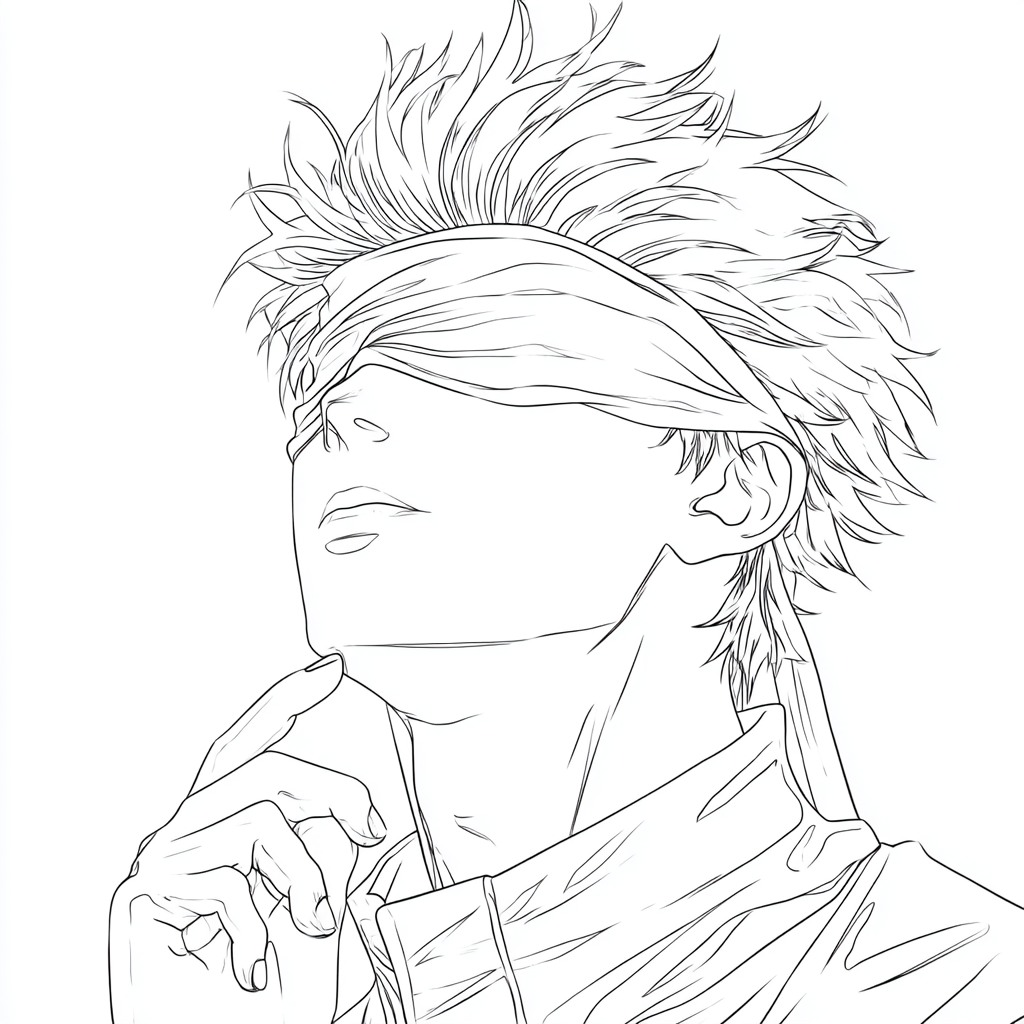 Gojo coloring page – Anime Coloring Gojo In Anime Pose With Bl