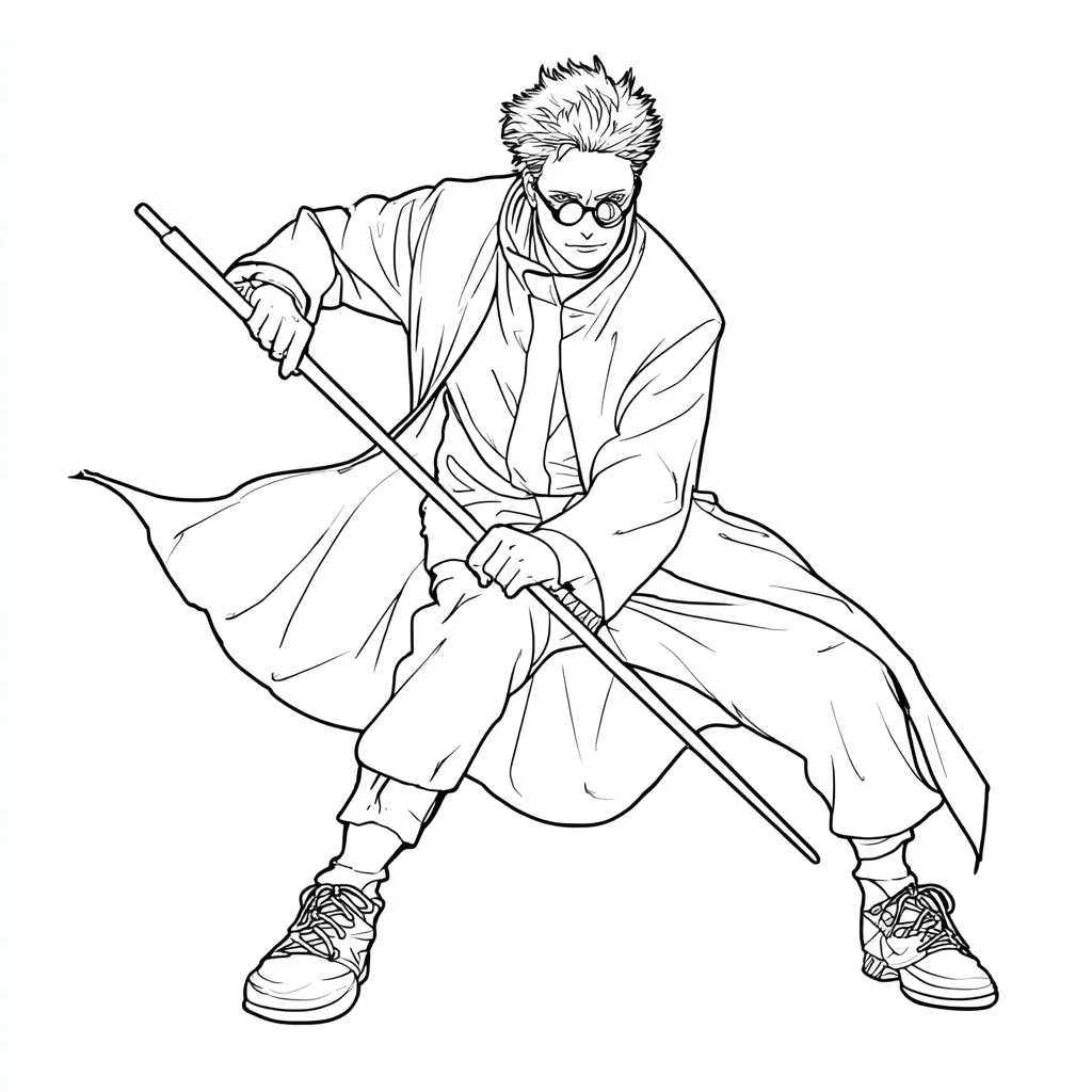 Gojo coloring page – Black And White Photo Of Satoru Stylized