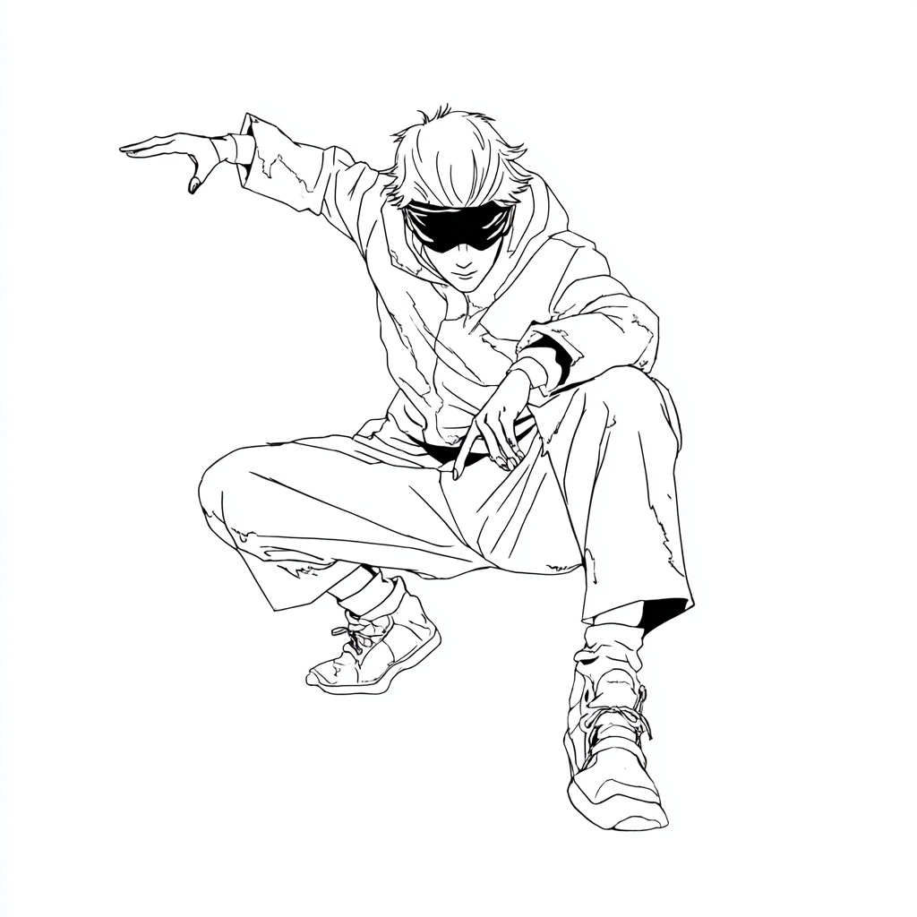 Gojo coloring page – Black And White Photo Of Satoru Stylized