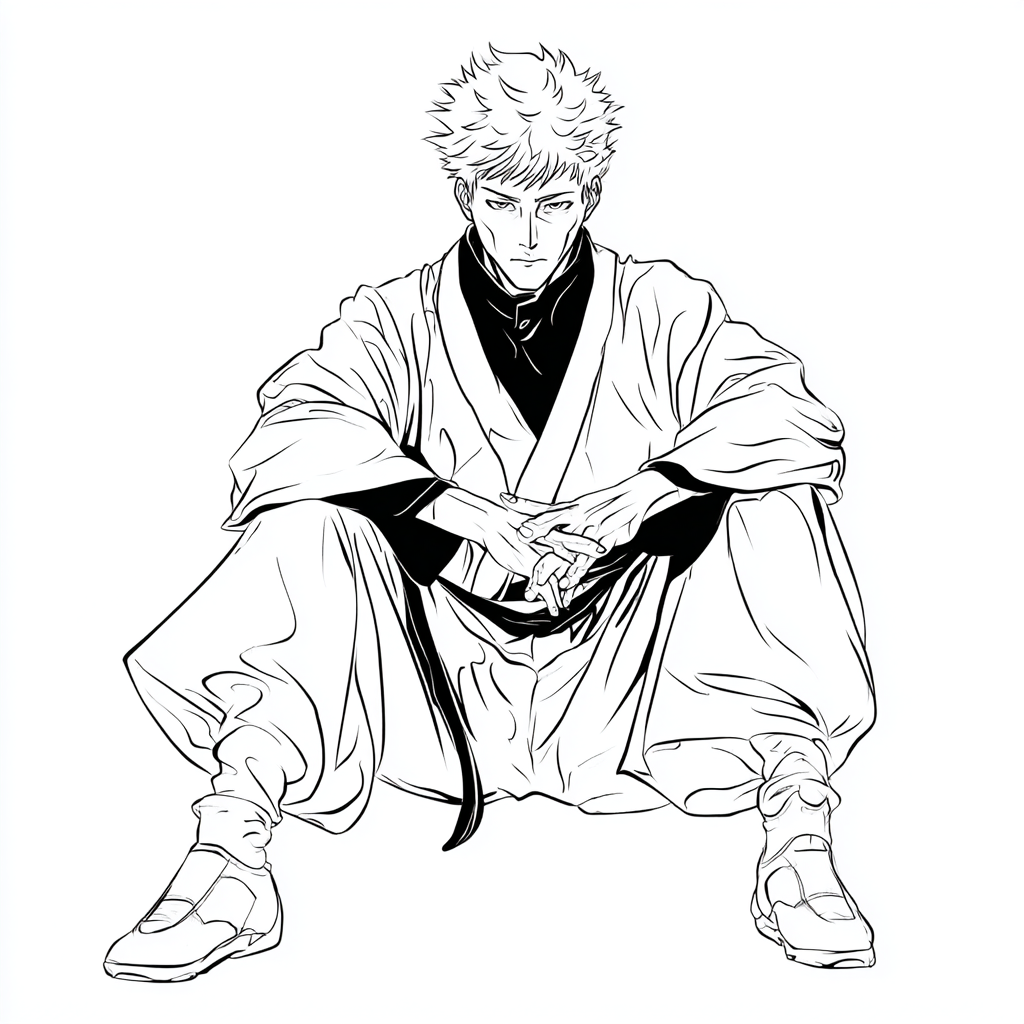 Gojo coloring page – Black And White Photo Of Satoru Stylized