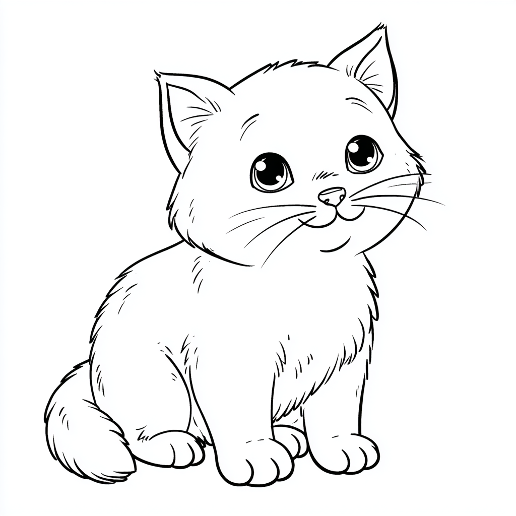 Kitten coloring page – Easy Kitten Drawing Ultra-simple Outlin