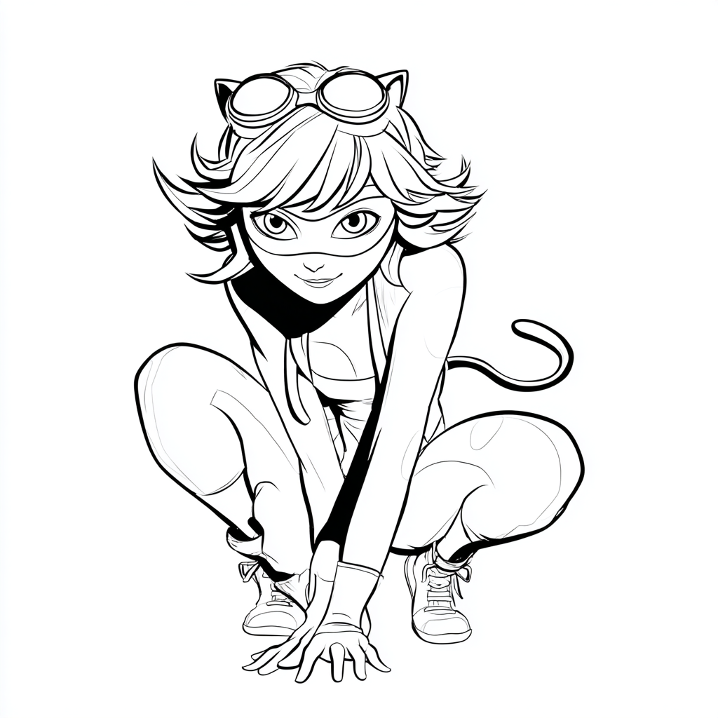 Miraculous Ladybug coloring page – Cat Noir Drawing Cat Noir C