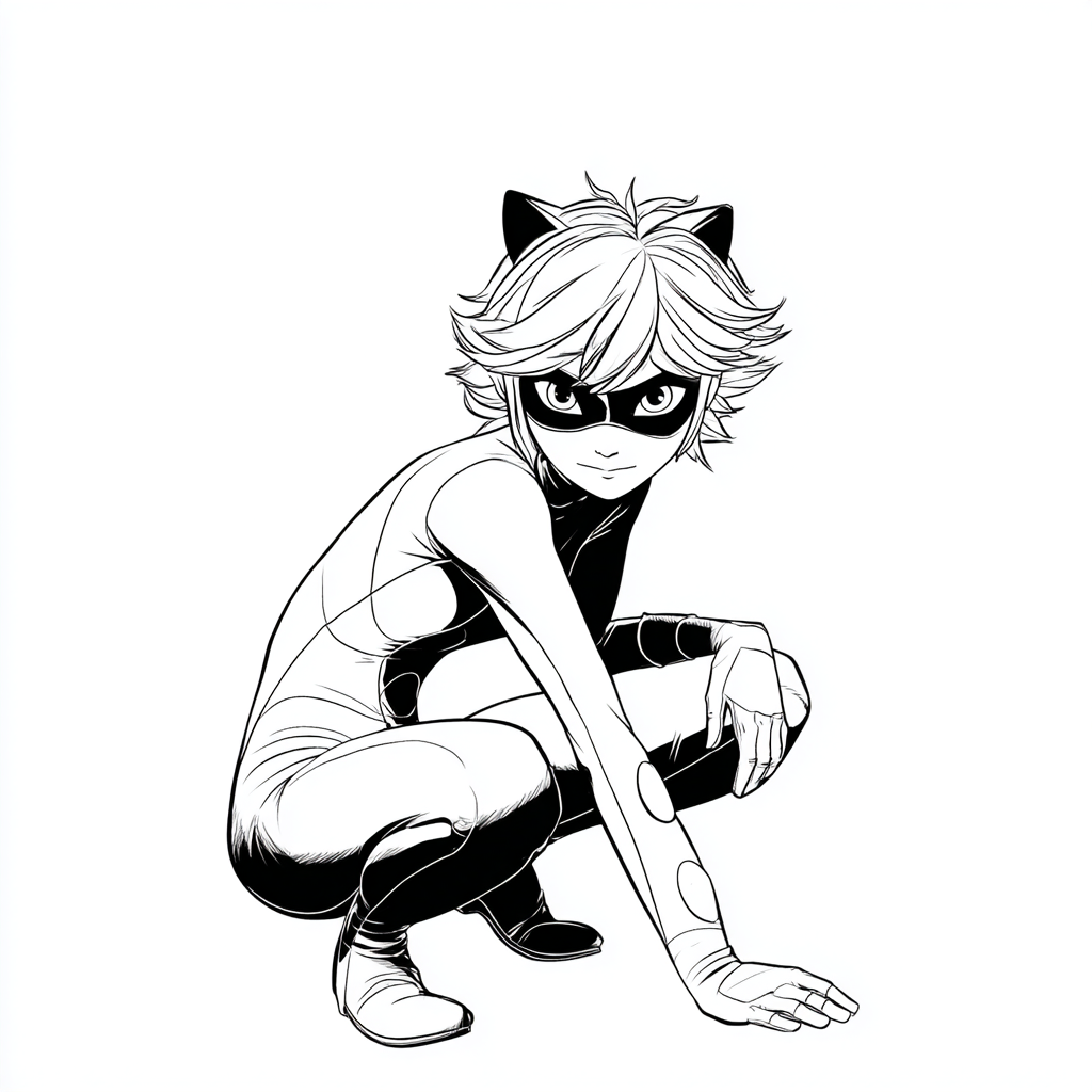 Miraculous Ladybug coloring page – Cat Noir Drawing Cat Noir C