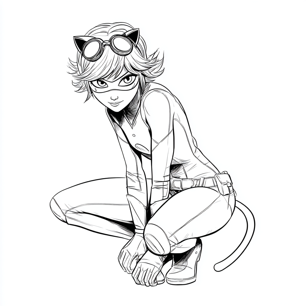 Miraculous Ladybug coloring page – Cat Noir Drawing Cat Noir C