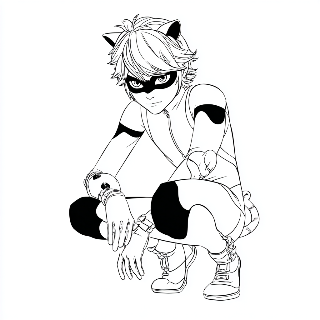 Miraculous Ladybug coloring page – Cat Noir Drawing Cat Noir C