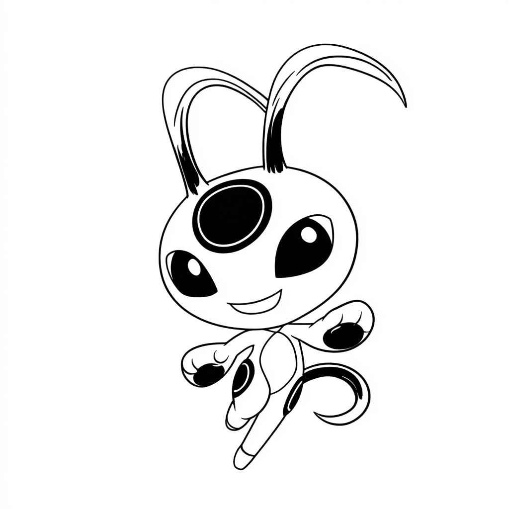 Miraculous Ladybug coloring page – Kwami Simple Line Art Of Ti