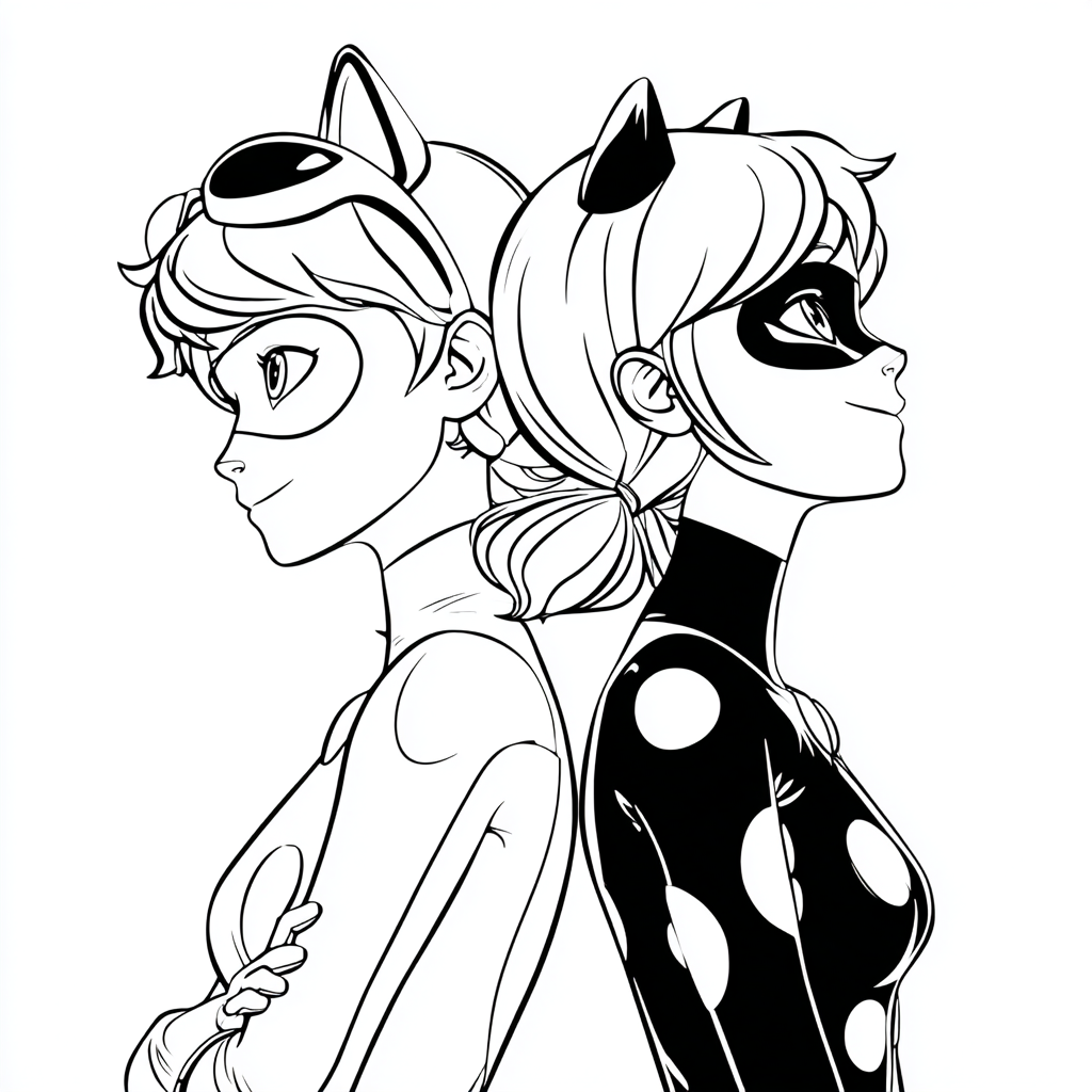 Miraculous Ladybug coloring page – Ladybug Cat Duo Ladybug And
